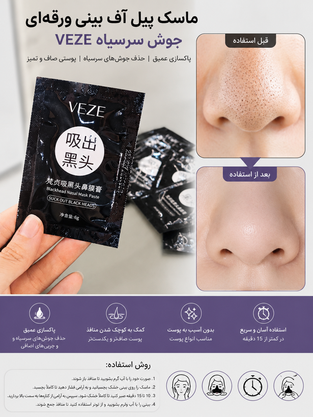 ماسک پیل آف جوش سرسیاه بینی