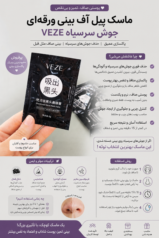 ماسک پیل آف جوش سرسیاه بینی
